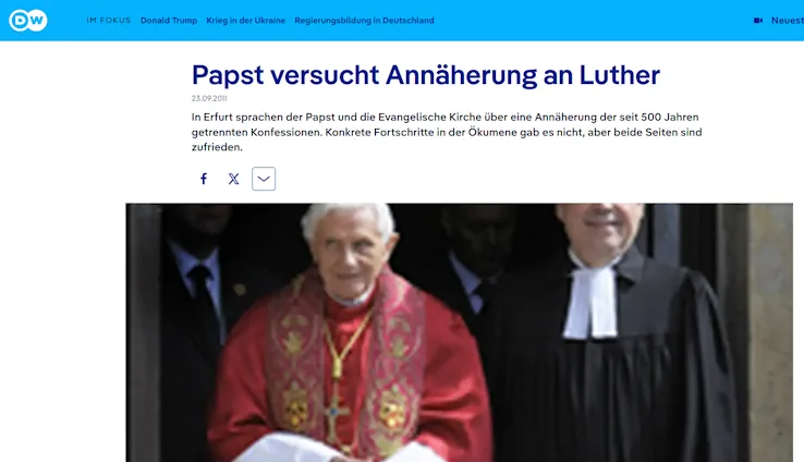Papst und die Evangelische Kirche über eine Annäherung der seit 500 Jahren getrennten Konfessionen