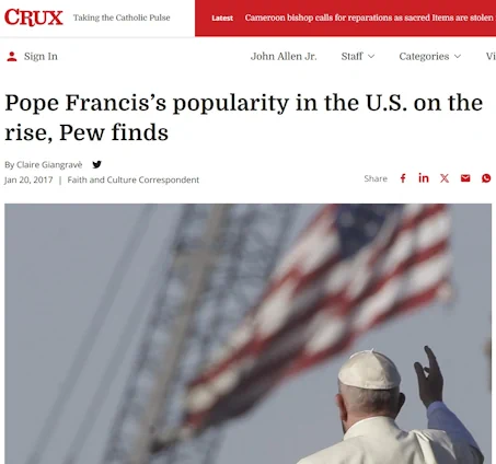 Die Popularität von Papst Franziskus in den USA steigt