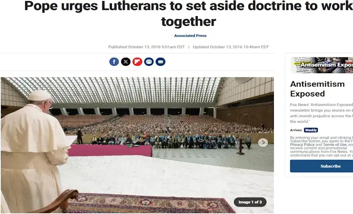 Papst fordert Lutheraner auf, die Lehrmeinung beiseite zu legen und zusammenzuarbeiten