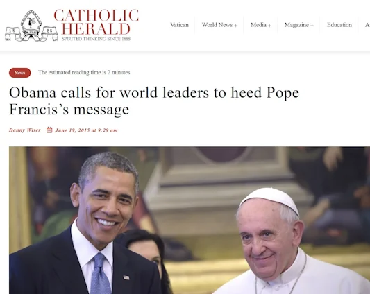 Obama fordert die Regierungschefs der Welt auf, die Botschaft von Papst Franziskus zu beherzigen