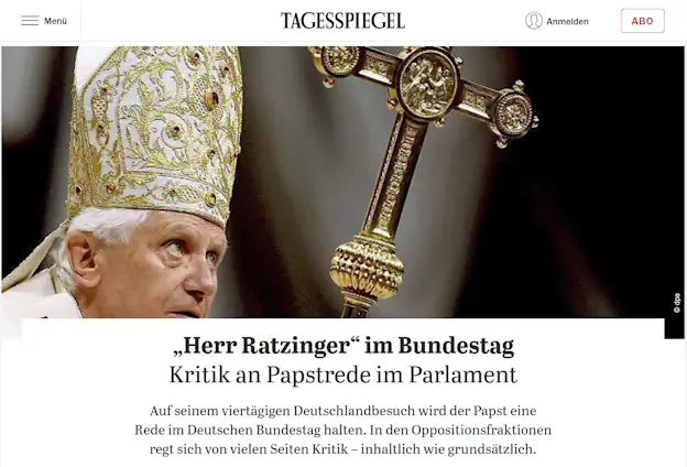 „Herr Ratzinger“ im Bundestag: Kritik an Papstrede im Parlament