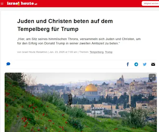 Juden und Christen beten auf dem Tempelberg für Erfolg von Trump