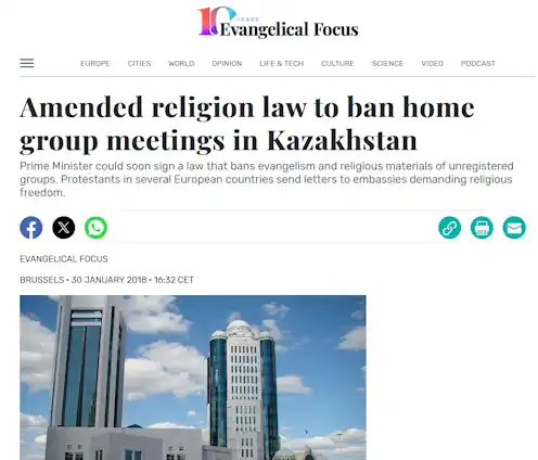 Geändertes Religionsgesetz verbietet Hausversammlungen in Kasachstan