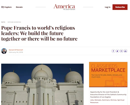 Papst Franziskus an die religiösen Führer der Welt: Wir bauen die Zukunft gemeinsam, oder es wird keine Zukunft geben