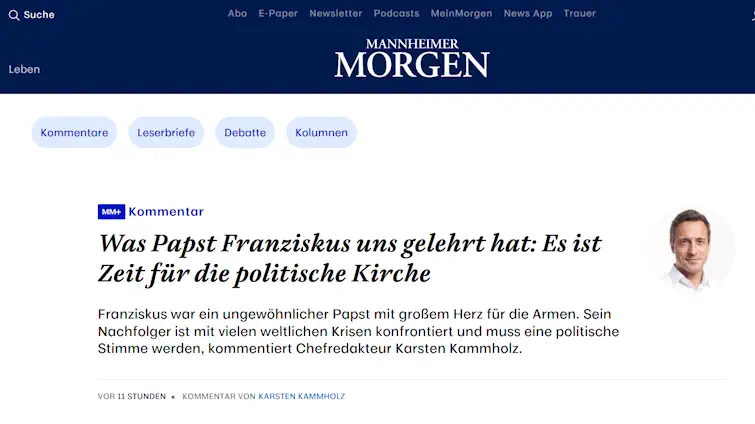 Es ist Zeit für eine "politische Kirche" und der nächste Papst muss eine "politische Stimme" sein