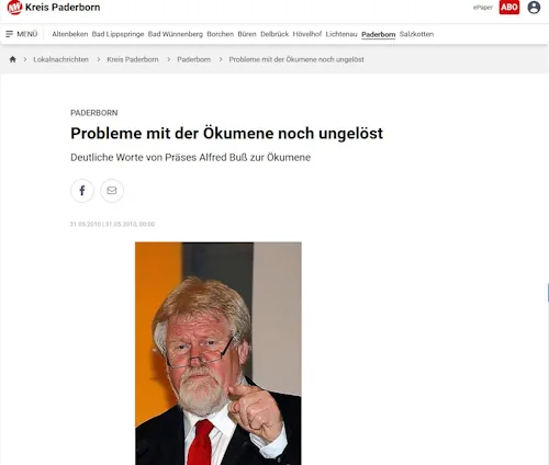 Probleme der Ökumene noch ungelöst: Deutliche Worte von Präses Alfred Buß zur Ökumene