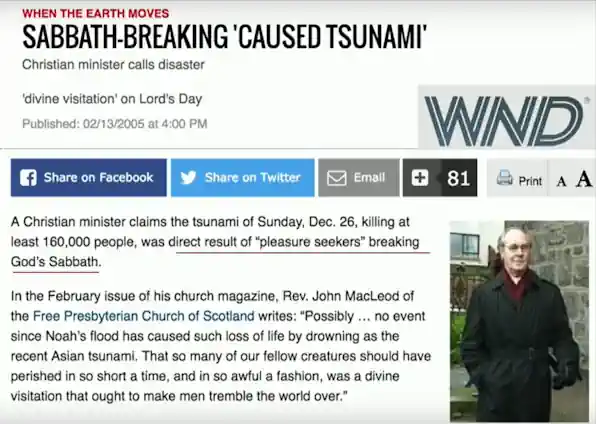 Tsunami war eine Bestrafung Gottes, weil der "Sabbat" gebrochen wurde