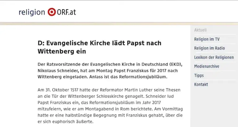 Evangelische Kirche lädt Papst nach Wittenberg ein